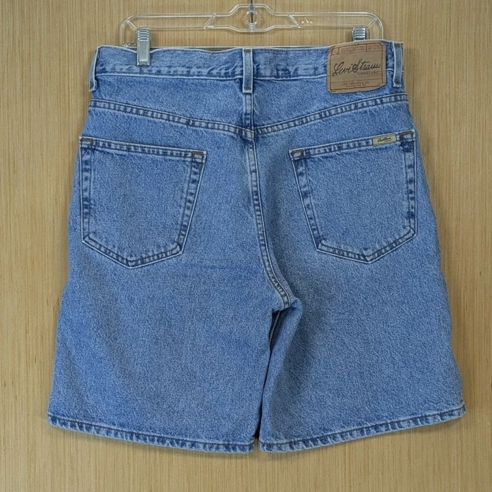 Levi Strauss Signature Mens Relaxed Fit Denim Shorts Jorts Light Wash Blue W34